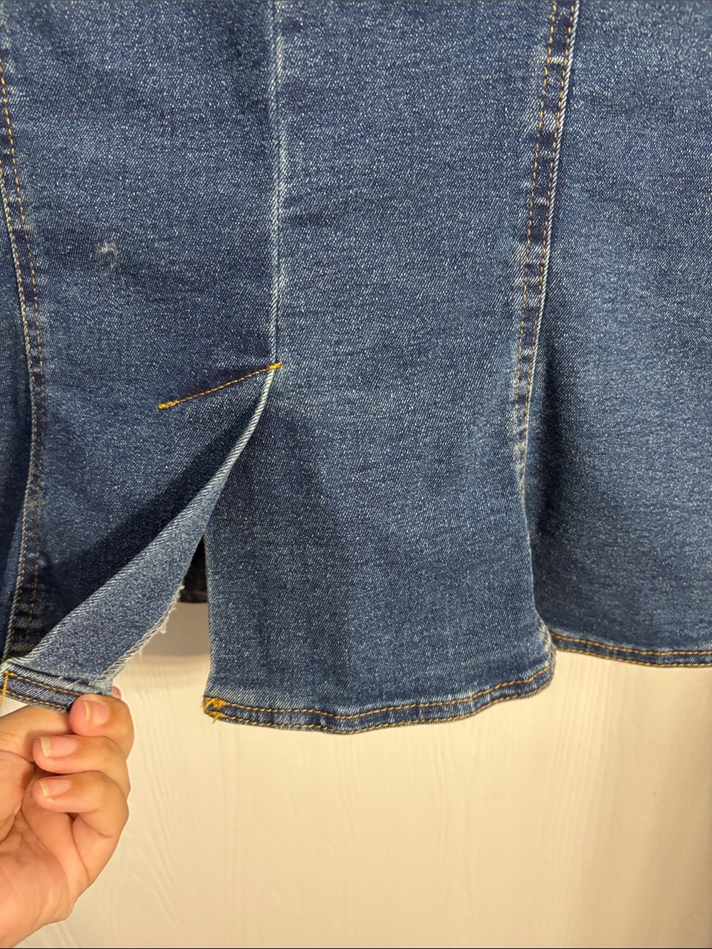 Double-Breasted Denim Vest in Dark Blue with Gold Buttons - Picture 8 of 9